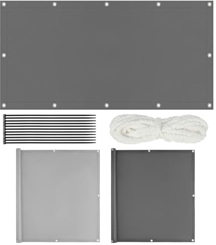 NUTKIT 3x4m Impermeable Toldo Vela de Sombra, Protección Rayos UV,Rectangular Toldos Exterior Terraza,Pantalla Privacidad Balcon,para Exteriores, Terrazas,Pergola, Jardín（Gris Oscuro）