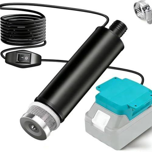 Bomba de transferencia de agua inalámbrica funciona con baterías de 18 V para cubierta de piscina, drenaje, sótano, eliminación de agua, limpieza de estanques, tareas de jardín, capacidad de 635 GPH