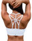 YIANNA Frauen Sport BH Racerback Bügelloser Yoga Bustier Atmungsaktiv Sports Bra Crop Top Running Fitness BH Damen mit Polster Weiß,YA139 Size M