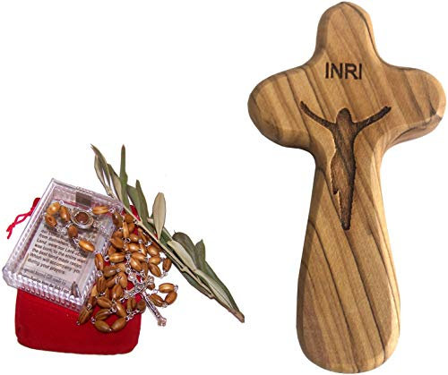 Holy Land Market Catholic Rosary with Crucifix Holding/Comfort Cross