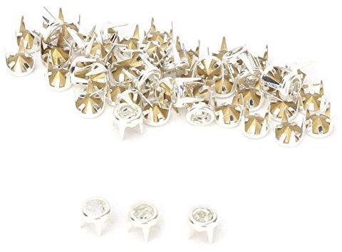 50 Set DIY Mode Klaue Perlen Nailhead Studs, Punk Diamond Spikes Nieten für Leder Handwerk - Gold und Silber Metall Verzierungen (6mm)