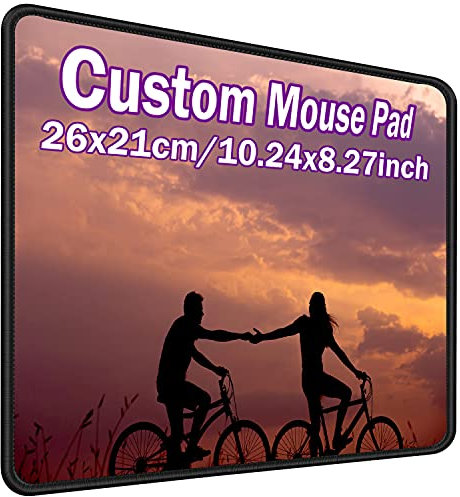 Tapis de souris personnalisé avec votre photo, logo, texte ou motif, tapis en caoutchouc antidérapant pour cadeau, accessoires de bureau 26x21cm