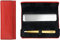 Rubis Pinzette Gold - Augenbrauen Pinzette schräg in rotem Leder Pinzetten Etui mit Kosmetikspiegel klein für die Handtasche - schräge Spitze zur Haarentfernung