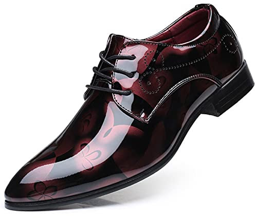 Battnot Herren Business Schuhe Derby Anzugschuhe Business Herren, Lederschuhe Lackleder Hochzeit Derby Schnürhalbschuhe Oxford Smoking Schuhe Hochzeitsschuhe Männer Leder Braun