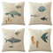 Moonlee Kissenbezug 20x20cm 4er Set Nordischer Fisch, Kissenbezüge Soft Velvet für Sofa Dekokissen Wohnzimmer Schlafzimmer, Modern Kissenhülle Garten Outdoor Kissen Sofakissen Couchkissen Zierkissen