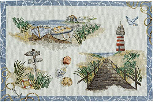 Sander Platzset Tischset Seaside 32 x 48cm 70% Baumwolle Ostsee Meer Möven Boote Muscheln