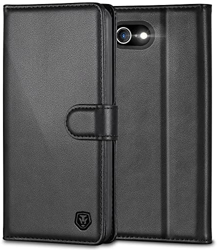 Handyhülle für iPhone SE 2022/2020 Hülle iPhone 7 / iPhone 8 Hülle Leder Klapphülle Brieftasche Kartenfach Ständer Magnet Handytasche Case Schutzhülle für iPhone SE 2022 5G/ SE 2020/8 / 7 - Schwarz