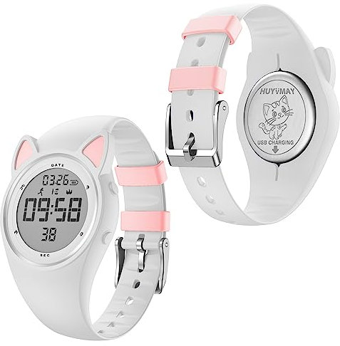 HUYVMAY Kinder Schrittzähler Fitness Uhr ohne App kein Bluetooth, IP68 wasserdichte Sportuhr für Kinder Jungen Mädchen Armbanduhr mit Schrittzähler Kalorienzähler Distanzzähler Stoppuhr Wecker