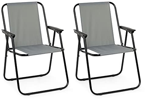 Mondeer Campingstuhl klappbar 2er Set, Oxford gewebe, Grau, W53 x D56 x H74 cm