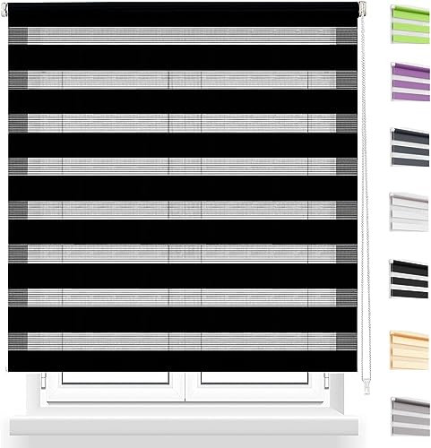 Thermorollo Verdunkelungsrollo 75x160cm Dachfenster Verdunkelung Sonnenschutz Verdunklungsstoff Rollo Hitzeschutzrollo inkl. Montagematerial, für Fenster, Schwarz