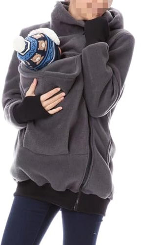 Veste de Portage pour Maman et bébé,3 en 1 Porte-bébé Maternité Veste Multifonctionnel Hiver Femme Veste,Femme Manteau De Bébé,Gris,L