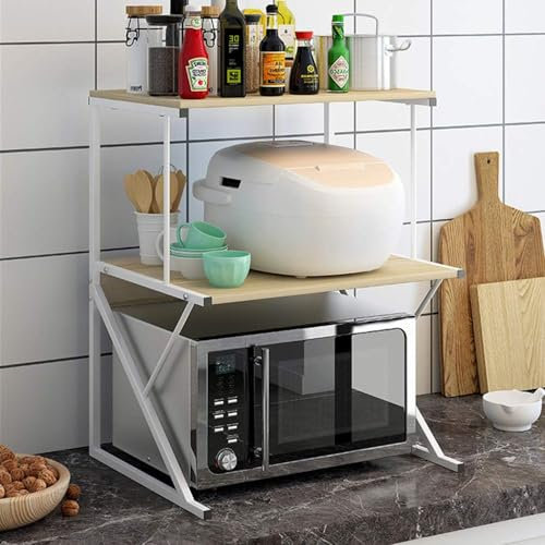Sanery 3-Tier Microwave Shelf, Kitchen Counter Storage Shelf, Free Standing Baker's Rack Utility Shelf, Home Office Desktop Rack Printer Stand, Walnut