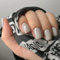 Faux Ongles Court MouyouGlow,Carré Gris Clair Pâle Unicolore Glossy Press on Nails avec Colle à Ongles,Light Grey Brillant Acryl Fake Nails