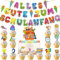 17 Stück Einschulung Tortendeko, Schuleinführung Deko Cupcake Topper, Tortendeko Einschulung, Alles Gute zum Schulanfang Girlande, Junge und Mädchen Schulanfang FParty Dekoration