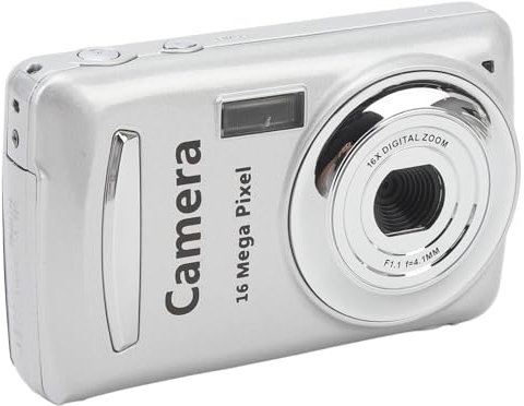 16MP Digital Camera, 2.4 Inch HD Display Screen, 16X Zoom, 1080P Video Recording, Auto Focus Multi Axis Stabilization Portable Digital Camera, Vlogging Camera (Silver Gray)