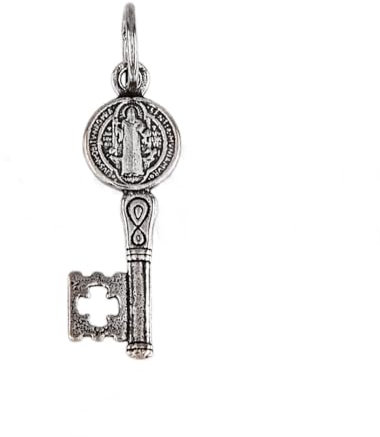 Minoplata Pendentif clé Saint Benoît en argent sterling vieilli, 24mm, Argent sterling 925, Non applicable