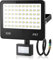 HAPYLUMI Spot LED Extérieur Detecteur de Mouvement 50W, 5000LM Blanc Froid Projecteur LED avec Détecteur 6500K, IP67 Etanche Eclairage Exterieur pour Garage, Jardin, Patio