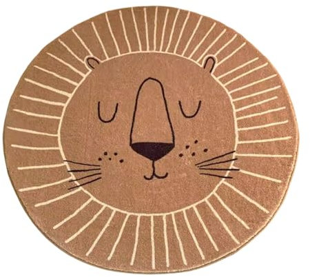 EHDWXVZM 1 Stück Kinder-Krabbelteppich, Cartoon-Tierteppich, Runder Kinderteppich, Schlafzimmer-Kinderteppich, Waschbarer Teppich