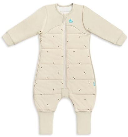 Love To Dream™ Sleep Suit with Legs, 4-5 years, Bees Oatmeal, 2.5 Tog For 16-20°C, Long Sleeve Wearable Blanket & Quilt, Machine Washable Quilted Stretch Cotton, Made for Movement with Grip Pads