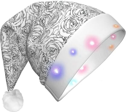 FBGHHTY Schwarz-weiße LED-Weihnachtsmütze für Erwachsene, Urlaub, Weihnachtsmütze, Partyzubehör und Dekorationen