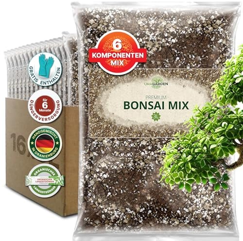 ORAGARDEN Bonsai Erde für Zimmerpflanzen und Garten - 48L Bonsai Substrat für Baum, Palmen - 6 Komponenten Bonsaierde