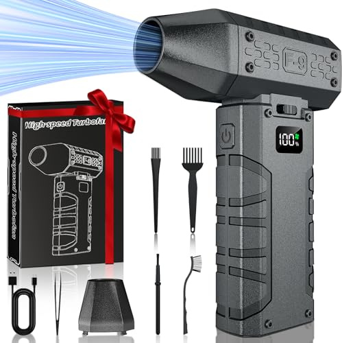 Compressed Air Duster 130000RPM Electric Duster with LED Light, 100 Gear Adjustable Rechargeable Cordless Air Blower Cleaning Tool for Keyboard,Electronic Devices,Car (Grey)