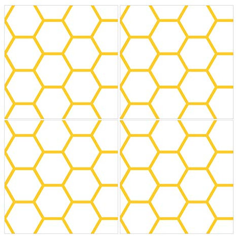 Wandkings Fliesenaufkleber 4er Set - Wähle ein Muster & Größe -Waben - 15 x 15 cm - Farbe: Gelb