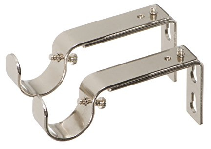 Ivilon Adjustable Brackets for Curtain Rods - for 1 or 1 1/8 Inch Rods. Set of 2 - Brushed Nickel