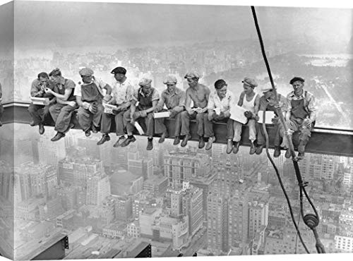 ART PRINT CAFE' Arbeiter beim Mittagessen auf einem Balken in New York, 80x60