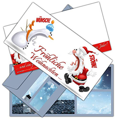 12er Set Weihnachtskarten KOLLEGEN mit Umschlägen - Fröhliche Weihnachten Karten mit lustiger Karikatur für Privat und Geschäft von BREITENWERK