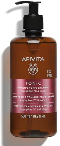 Apivita Tonic Shampoo für Frauen mit schütterem Haar 500 ml - Fördert gesundes Haarwachstum, Stärkt, Gibt Volumen - Bekämpft Haarausfall mit Patentiertem Hippophae Tonic Komplex, Lorbeer & Propolis