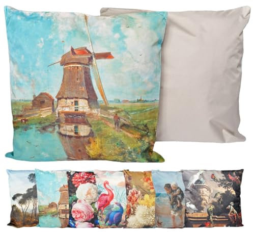 JACK Outdoor Lounge Kissen 45x45cm Motiv Dekokissen inkl. Füllung Wasserfest Sitzkissen Garten Stuhl, Farbe:Windmühle