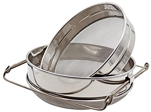 MUALROUS Filtro per Miele In Acciaio Inox Doppio Filtro Per Miele Con Supporto Stabile, Attrezzatura Per Apicoltura, Salsa di Frutta/Filtro per Polvere di Filtri a Maglia Fine Con Telaio Rinforzato