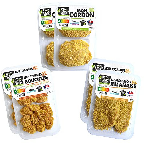 Royal Bernard - Assortiment Mes Panés - Colis de Viande de Volaille 100% Française - 6 Barquettes - Nutri-Score A, Sans Huile de Palme - Cordons Bleus + Escalopes + Tendres Bouchées