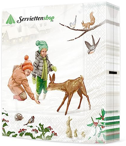 20 Servietten Kids care about Winter Animals | Tiere | Kinder | Weihnachten 33x33cm