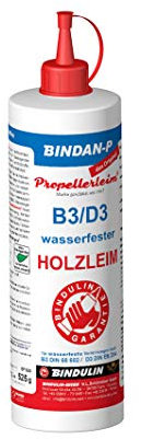 HOLZLEIM 525 Gramm Flasche Propellerleim BINDAN-P wasserfest, zertifiziert für Kinderspielzeug ohne Lösungsmittel formaldehydfrei B 3-Leim/DIN 68 602 Spielzeug Basteln Spanlatte Laminat Holz