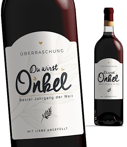 Manahia Flaschenetikett Onkel - Du wirst Onkel - 10x7cm - Geburt Onkel - schwangerschaft verkünden - Zukünftiger Onkel - Weinetikett - Schwangerschaftsankündigung Onkel