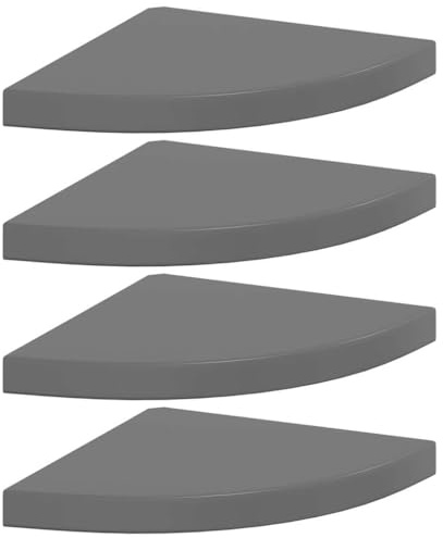 vidaXL Corner Shelf | Set of 4 | High gloss grey | Honeycomb MDF, metal
