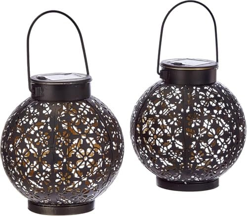 Gadgy Orientalische Solarlampen - 2er Set Wasserdichte Hängende Marokkanische Laternen für Garten, Balkon & Außendekoration, Wetterfeste Außenleuchten