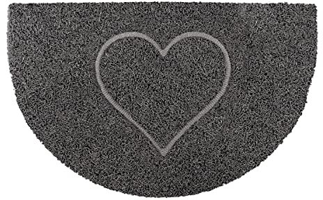 Oseasons Heart Half Moon Spaghetti Coil Indoor Sheltered Outdoor Door Mat Doormat Grey