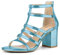 Allegra K Damen Cage Riemchen Gladiatoren Chunky Heels Sandalen, Seeblau, 37 EU