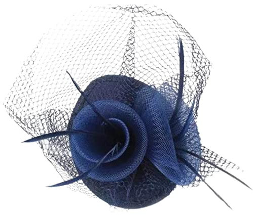 Topkids Accessories Fascinator mit Totenkopf-Mütze, Fascinator, Hut, Hochzeitsmütze, Cocktailhut, Partyhut, Royal Ascot Hut auf einem Paar Clips für Damen, Mädchen, Damen (Marineblau)