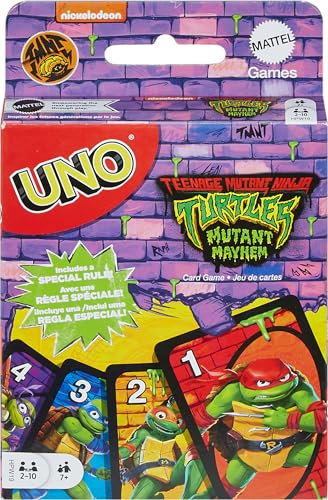 Mattel Games UNO Teenage Mutant Ninja Turtles Mutant Mayhem Kartenspiel für Kinder & Familiennächte, Partys, Reisen, Camping und mehr