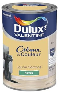 Dulux Valentine Crème de Couleur - Peinture multi-supports intérieure - Satin Jaune Safrané 1,25 L