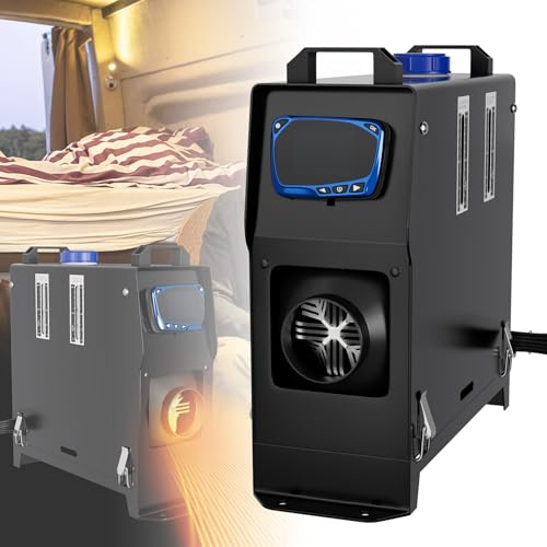 YARDIN Chauffage diesel 12 V - 8 kW - Chauffage diesel - Chauffage à air diesel - Chauffage à air diesel avec télécommande - Écran LCD et silencieux - Pour voiture, RV, Bateaux, Camions - Noir, Type A