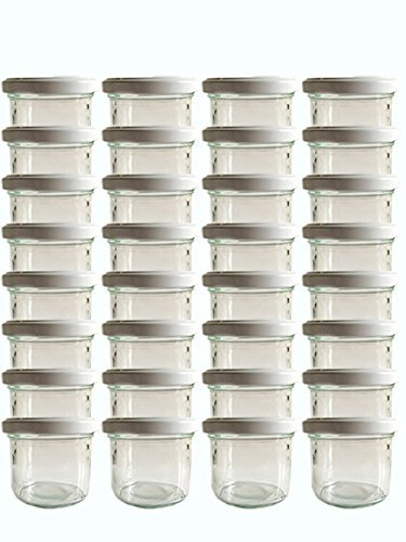 Vitrea Lot de 6 Petits Pots à Confiture 125 ml Avec Couvercle à Visser Blanc - Bocaux à Miel et Dégustation - Cadeaux d'Invités et de Mariage - Fabriqué en Allemagne