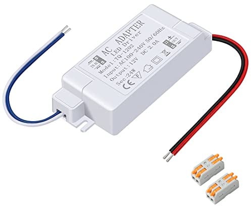 Karyoosi LED Trafo 230V auf 12V, Transformator 24W 2A, LED Treiber Netzteil, kein Flimmern, kein Transformator-Rauschen für MR16 GU5.3 MR11 G4 Glühbirnen en Strip