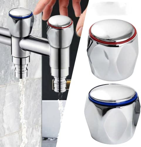 SPORTARC 2Pcs Cold+Hot Tap Top Head Faucet Cover Handle Chrome Plated Replacement Accessory Set