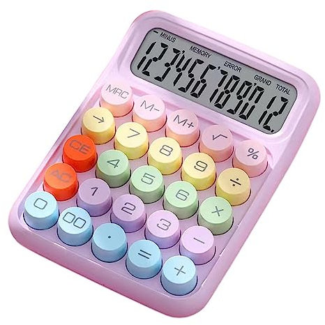 tinysiry Calculadora de Escritorio con Pantalla grande de botón Redondo, calculadora alimentada por batería para Oficina, Escuela, hogar, calculadora de Escritorio de función estándar Violeta