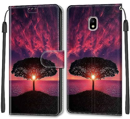 Mo-Beauty Kompatibel mit Samsung Galaxy J7 2017 /J730 Hülle, Handyhülle Samsung J7 2017 /J730, PU Leder Flip Wallet Klappbar Etui Case Schutzhülle Lederhülle Klapphülle Handytasche (Dämmerung)